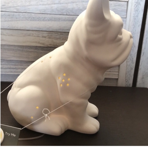 White Ceramic Frenchie Dog LED Lamp - Picture 3 of 7